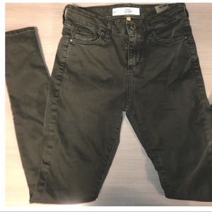 Top shop garment dyed dark green skinny jean